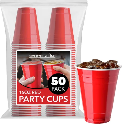 Miniatura 12 de Stock Your Home Vasos de plástico negros desechables, 16 onzas (100 unidades) resistentes, paquete de vasos grandes para fiesta, paquete a granel