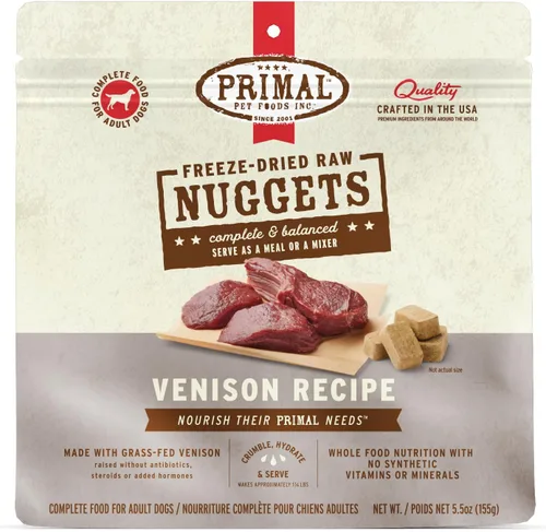 Miniatura 16 de Primal - Nuggets de comida cruda liofilizada para perros, venado, comida completa y equilibrada, también se puede utilizar como adorno o golosina