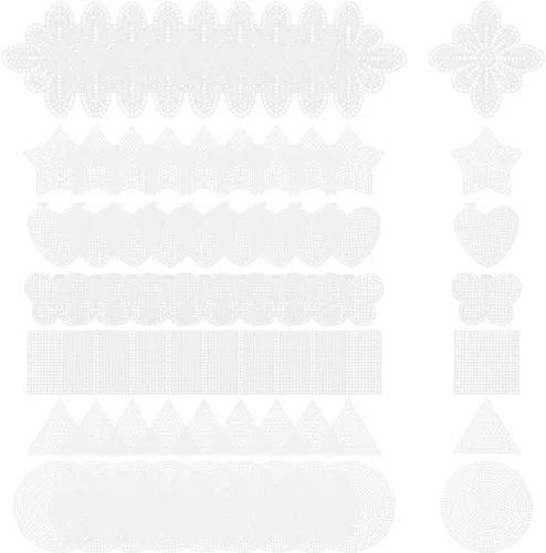 Milisten Juego de 70 láminas de malla de lona de plástico, 70 piezas, con 7 formas para bordar, manualidades, costura y proyectos de bricolaje, 3.70