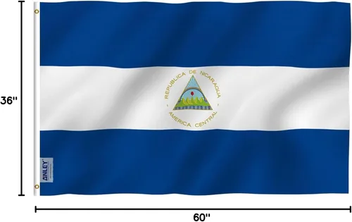 Miniatura 7 de ANLEY Fly Breeze - Bandera de Nicaragua de 3 x 5 pies, color vivo y a prueba de decoloración, cabecera de lona y doble costura, banderas nacionales