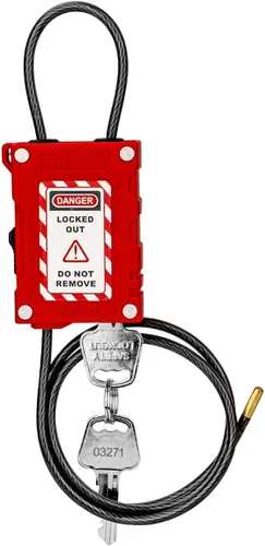 Miniatura 16 de Cerraduras de cable de bloqueo con 2 llaves Cable de acero de PVC ajustable de 0.16 x 31.5 pulgadas compatible con OSHA para válvulas, paneles