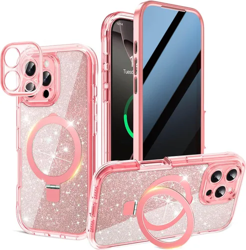 Miniatura 32 de Funda magnética de privacidad para iPhone 17 Pro Max [Cartulina con purpurina para bricolaje] [Soporte magnético invisible] Protector de pantalla