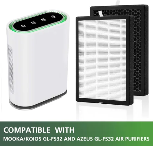 Miniatura 4 de Paquete de 2 filtros de repuesto GL-FS32 compatibles con MOOKA/KOIOS GL-FS32 y purificador de aire Azeus GL-FS32, filtración 3 en 1 para filtro
