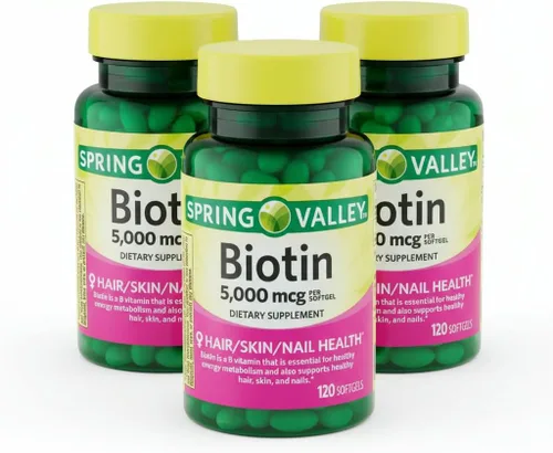 Miniatura 7 de Biotin 5000 mcg 120 cápsulas blandas – Suplemento de biotina de alta potencia, vitamina B7 para cabello, piel, uñas, vitaminas para mujeres