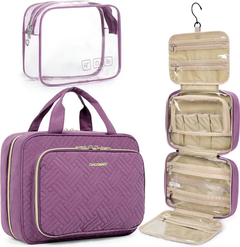 Miniatura 17 de BAGSMART Neceser de viaje colgante con organizador de maquillaje aprobado por la TSA, bolsa cosmética transparente para artículos de aseo personal