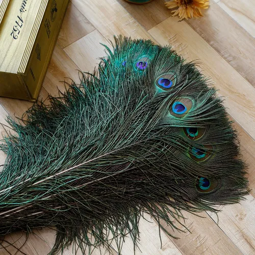 Miniatura 2 de Larryhot Plumas de pavo real artesanal a granel – 40 plumas de 18 a 20 pulgadas para manualidades, bodas, hogar y decoraciones de fiesta