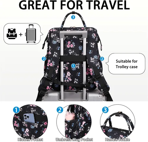 Miniatura 5 de Hidds - Mochila para laptop de mujer, mochila escolar universitaria, cartera para trabajo de negocios, bolsa de viaje, mochila para adolescentes