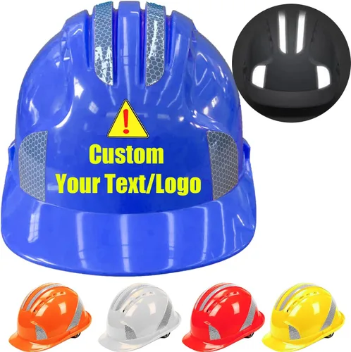 Miniatura 10 de Sombreros duros personalizados al por mayor con logotipo, certificado OSHA/ANSI, ala completa ventilada (trinquete de 4 puntos) para pedidos a