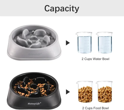 Miniatura 5 de MateeyLife Cuencos de Alimentación Lenta para Perros 2 Unidades, Cuencos Rompecabezas Anti-Asfixia para Comida de Perro, Alimentación Interactiva