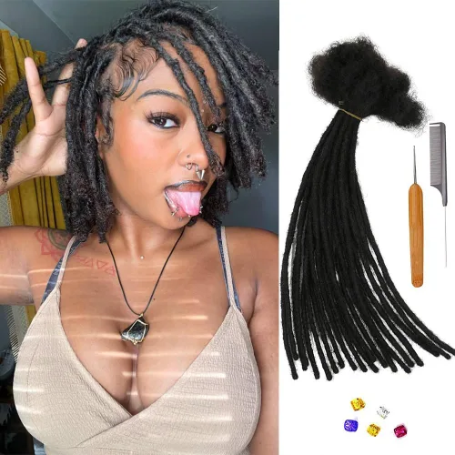 Miniatura 18 de 0.2 in y 0.2 in de ancho, 4-14 pulgadas de 10, 30, 60, 100 hebras de extensiones de cabello humano 100% real para hombres/mujeres/niños, paquetes