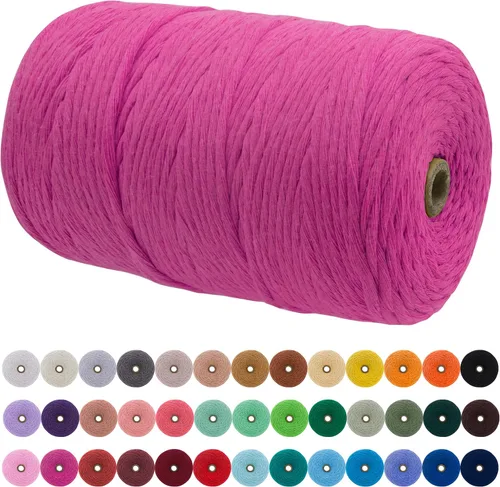 Miniatura 37 de JeogYong Cordón de macramé de un solo hilo 2mm x 164 yardas (492 pies) Cuerda de algodón suave, hilo de macramé 2 mm, suministros de macramé