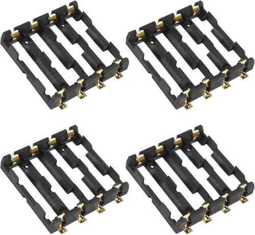 Miniatura 9 de ACEIRMC 10 unids 18650 clip de batería 1 ranuras 3.7 V plástico 18650 caja de almacenamiento de batería con cables de cable negro y rojo