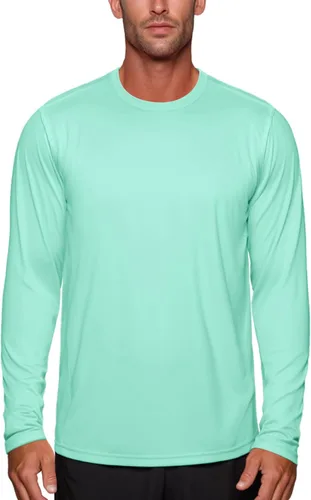 Miniatura 17 de Zengjo Camisetas atléticas que absorben la humedad para hombre, de manga larga, para entrenamiento, correr, gimnasio, rendimiento, protección UV