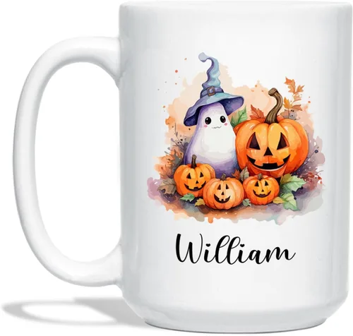 Miniatura 14 de Taza de café blanca personalizada de Halloween Besties, Besties Forever y 3 tazas de café Boo de 11 onzas y 15 onzas, bonita taza de cerámica Boo