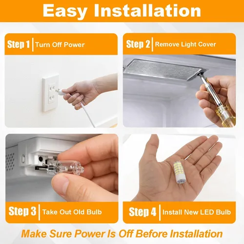 Miniatura 6 de Bombilla LED de vidrio G8 para microondas equivalente a 50 W, 130 V, 5 W, 500 lm, luz blanca diurna, compatible con campana de microondas GE Samsung