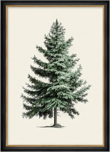 Miniatura 75 de MUDECOR Lienzo enmarcado prémium para pared, pinos nevados en bosque de invierno, ilustraciones modernas, arte contemporáneo, escénico, divertido