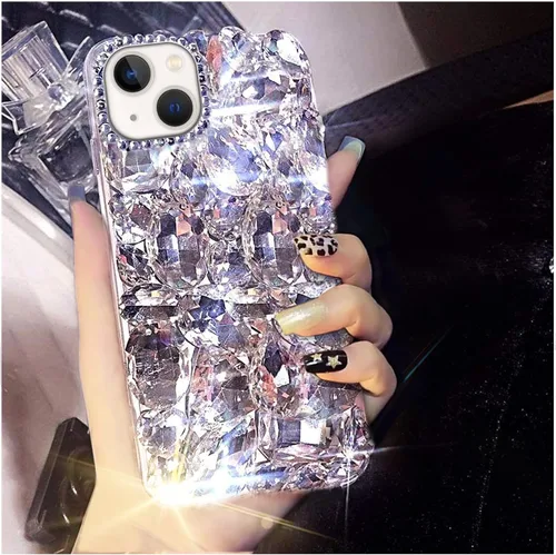 Miniatura 9 de Funda para iPhone 13 para mujer (6.1 pulgadas), funda de lujo muy brillante con diamantes de imitación de cristal brillante 3D en la cubierta
