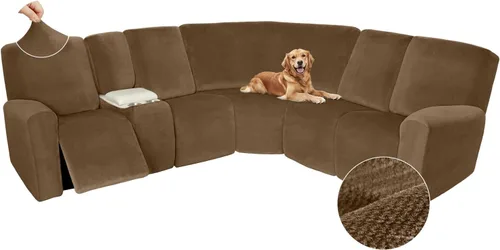 Miniatura 645 de Arfntevss Fundas de sofá seccional reclinable de terciopelo, Funda de sofá seccional de esquina para sofá reclinable, Funda elástica suave