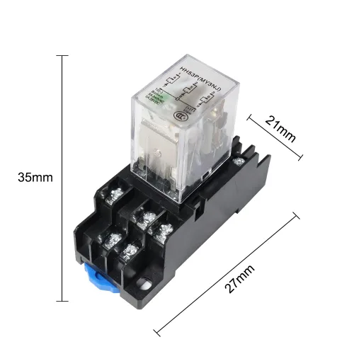 Miniatura 2 de ATO Relé de potencia electromagnética 3PDT 3NO 3NC MY3NJ HH53P de la bobina de DC 24V 11-Pin con base de enchufe terminal enchufable