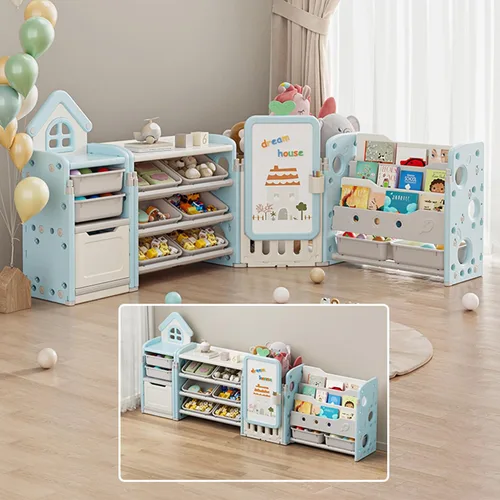 DEYGIA Organizador plegable de almacenamiento de juguetes para niños con 10 contenedores extraíbles y estantería de 3 niveles, organizador de