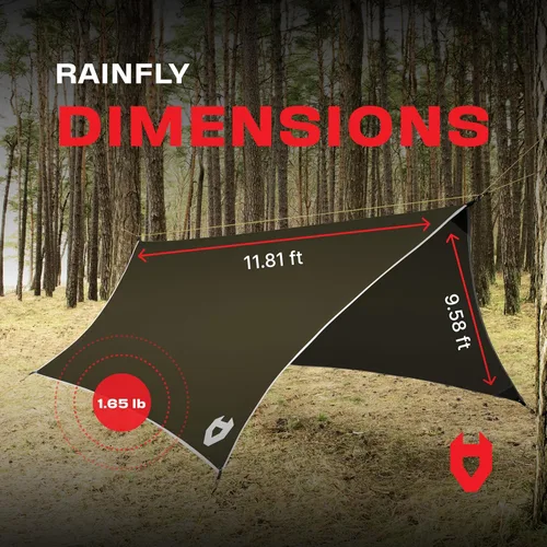 Miniatura 6 de Rain Fly EVOLUTION - Cubierta impermeable para hamaca o para tienda de campaña o acampada de 12 x 10 o 10 x 10, con brazalete de supervivencia