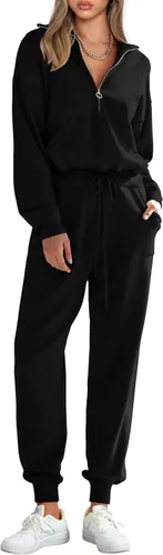 Miniatura 113 de PRETTYGARDEN Conjunto de suéter de 2 piezas para mujer, sudadera con cremallera, pantalones deportivos, ropa casual