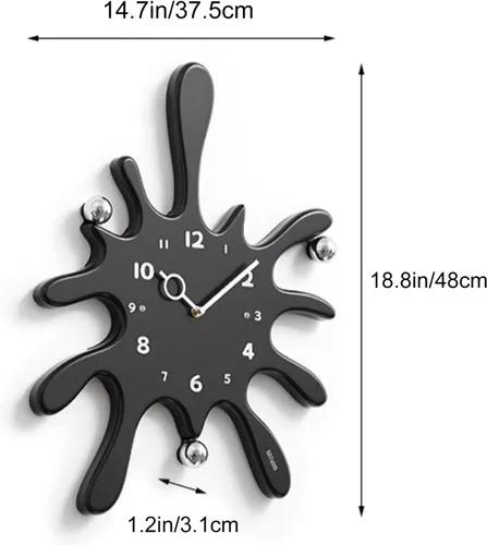 Miniatura 2 de Wall Clock, Creative Water Drop Silent Wall Clock, Three-Dimensional Wall Clock Numbers are Clear, Bedroom, School, Living Room(Black)