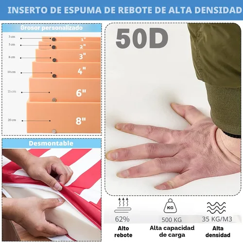 Miniatura 6 de Cojín de banco personalizable, cojines para sillas de ventana panorámica para muebles de patio, cojín largo para taburete, diseño de estructura