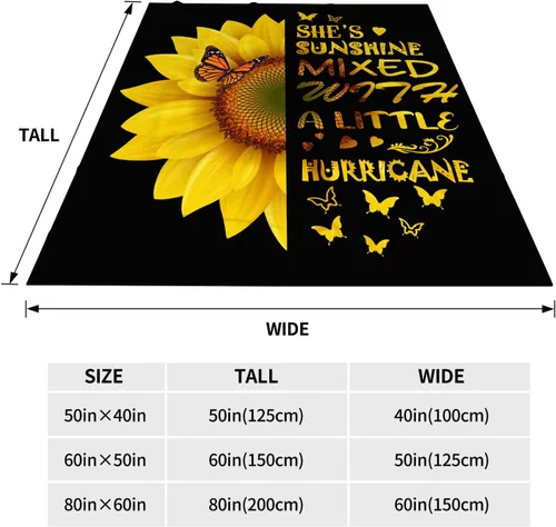 Miniatura 6 de Manta de girasol para mujer, regalo de cumpleaños para amigos, manta amarilla mariposa de 60 x 80 pulgadas, decoración Girasol: ella es el sol