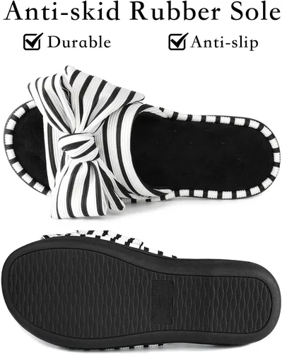 Miniatura 9 de ULTRAIDEAS - Pantuflas de espuma viscoelástica para mujer, con puntera abierta y correa ajustable, pantuflas de meter sin agujetas para mujer, forro