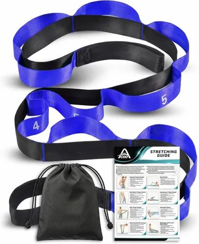 Miniatura 16 de Acozycoo Correa de estiramiento con 10 bucles, correa de yoga para terapia física, entrenamiento en casa, entrenamiento de pilates y flexibilidad