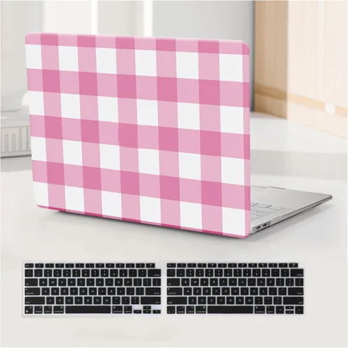 Miniatura 38 de Funda a cuadros para MacBook Air de 13 pulgadas M5 M4 M3 M2 2026-2022 A3240 A3113 A2681, piel a cuadros con textura a cuadros para MacBook Air 13.6