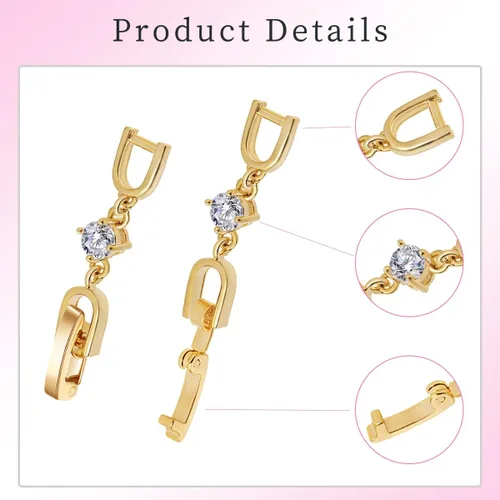 Miniatura 3 de Extensores de pulsera para collar, 3 piezas de diamantes de imitación chapados en oro, juego de cierre plegable para pulseras, collares y Dorado