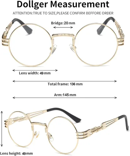 Miniatura 6 de Dollger Gafas de sol redondas Steampunk con marco de metal