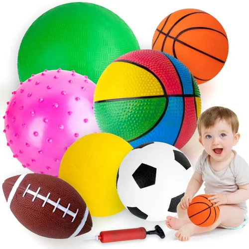 Pelotas para niños pequeños de 1 a 3 años, pelota deportiva para niños pequeños, juguetes al aire libre, juego de 7 bolas de espuma para niños,