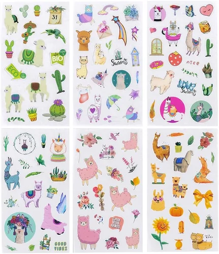 Lindas calcomanías de alpaca washi, cactus, suculentas, flores, encantadoras calcomanías de animales para diario, álbum de recortes, planificador de