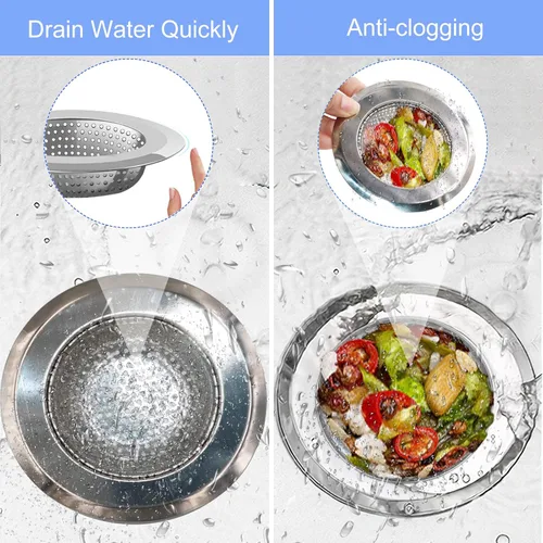 Miniatura 4 de Cesta de Drenaje para Fregadero de Cocina, Juego de 4 Coladores de Fregadero de Acero Inoxidable y Negro con Malla para Cocina con Borde Ancho