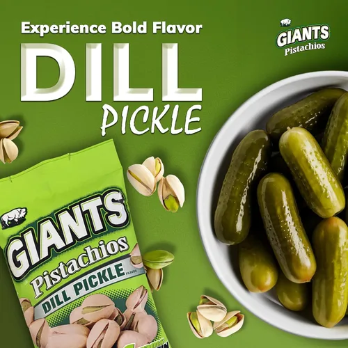 Miniatura 4 de GIANTS - Pistachos de pepinillo con eneldo, bocadillos saludables, paquetes individuales de pistachos In Shell, aperitivo alto en proteínas