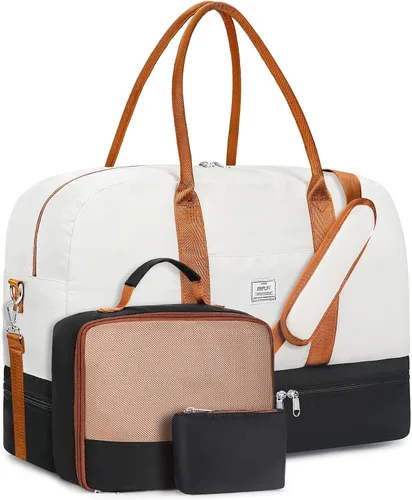 Miniatura 169 de IBFUN Bolsas de fin de semana para mujer, bolsa grande de lona para viaje, bolsa de viaje con compartimento para zapatos, 21 pulgadas, juego de 3