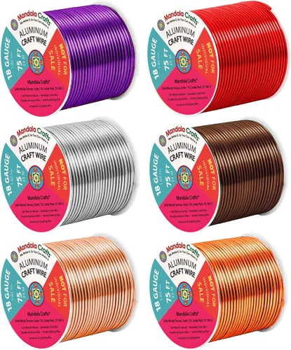 Miniatura 347 de Mandala Crafts - Alambre de aluminio anodizado de 8 calibre para hacer joyas - 9.75 m de alambre flexible negro colorido - Flexible para bonsái
