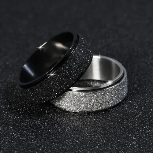 Miniatura 3 de Anillo antiestrés de titanio, de acero inoxidable para la ansiedad, tamaño 6-12, ancho 6 mm, 5 colores, para mujeres y hombres oro rosa, arco iris