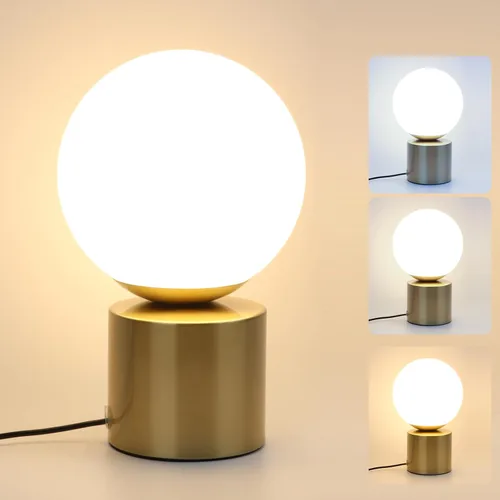 Lámparas de mesa pequeñas modernas, LED regulables con 3 colores, lámpara de mesa dorada para dormitorio, sala de estar, mesita de noche con