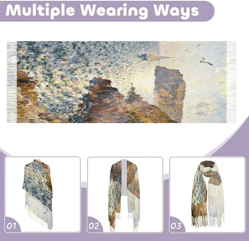 Miniatura 4 de Cap Negre Watercolor Scarfs for Man Women Winter Scarf Long Shawl Wraps Fashion Classic Tassel Scarfs Soft Blanket Scarves