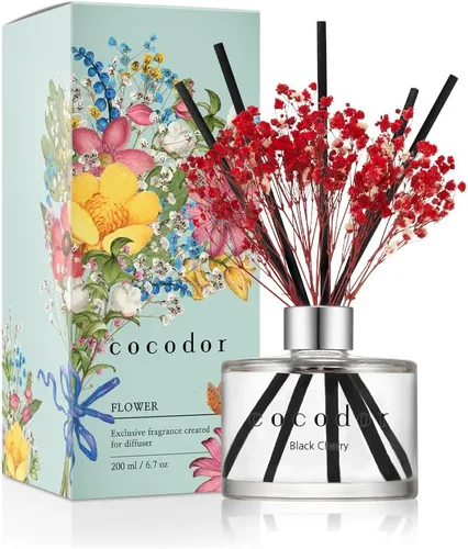 Miniatura 30 de COCODOR Juego de Difusor de Varillas de Junco con Flores / 6.7 oz / Eucalipto Limón / Difusor de Aroma con Varillas Fragancia para el Hogar Difusor