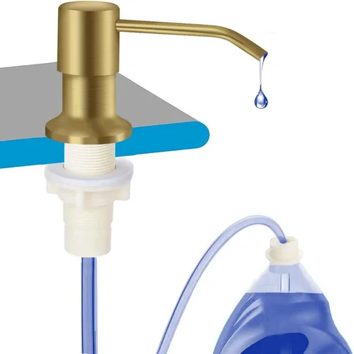 Miniatura 10 de OHiHi Dispensador de jabón para platos para fregadero de cocina (níquel cepillado), dispensador de jabón para fregadero de encimera, bomba de agua