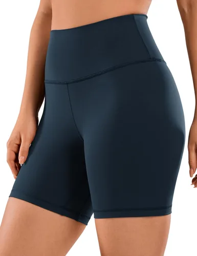 CRZ YOGA - Pantalones cortos tipo motociclista para mujer, tiro alto de 6 pulgadas, para yoga, entrenamiento, correr, gimnasio, pantalones cortos de
