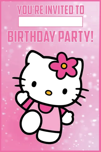 Miniatura 2 de Juego de 20 lindas tarjetas de invitación de cumpleaños con diseño de gatitos rosas y sobres – Ligeras (240g), invitaciones estilo postal