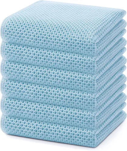 Miniatura 99 de Homaxy Paños de cocina de 100% algodón con tejido de gofre, ultra suaves, absorbentes, de secado rápido, 12 x 12 pulgadas, paquete de 6, amarillo