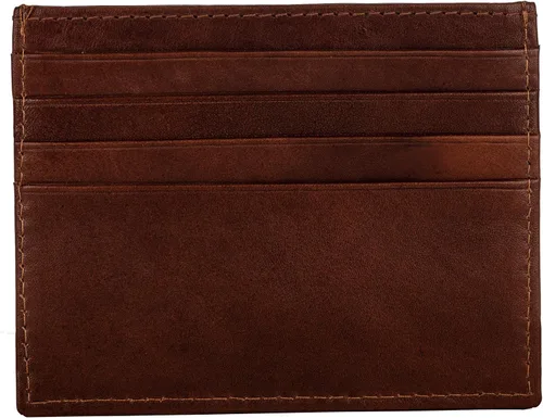 Miniatura 4 de FINELAER Carteras delgadas de cuero con bolsillo frontal para hombre Coñac Minimalista