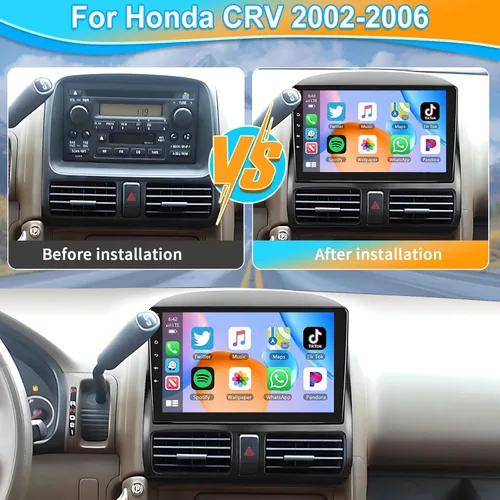 Miniatura 2 de Podofo Para Honda CRV 2002-2006 inalámbrico Apple Carplay Android Auto, pantalla táctil Android coche estéreo Autoradio unidad principal